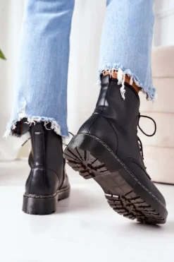 Damskie Big Star Shoes Damskie Ocieplane Workery Big Star II274105 Czarne