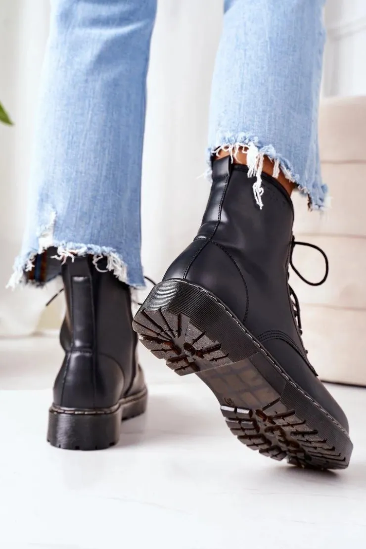 Damskie Big Star Shoes Damskie Ocieplane Workery Big Star II274105 Czarne