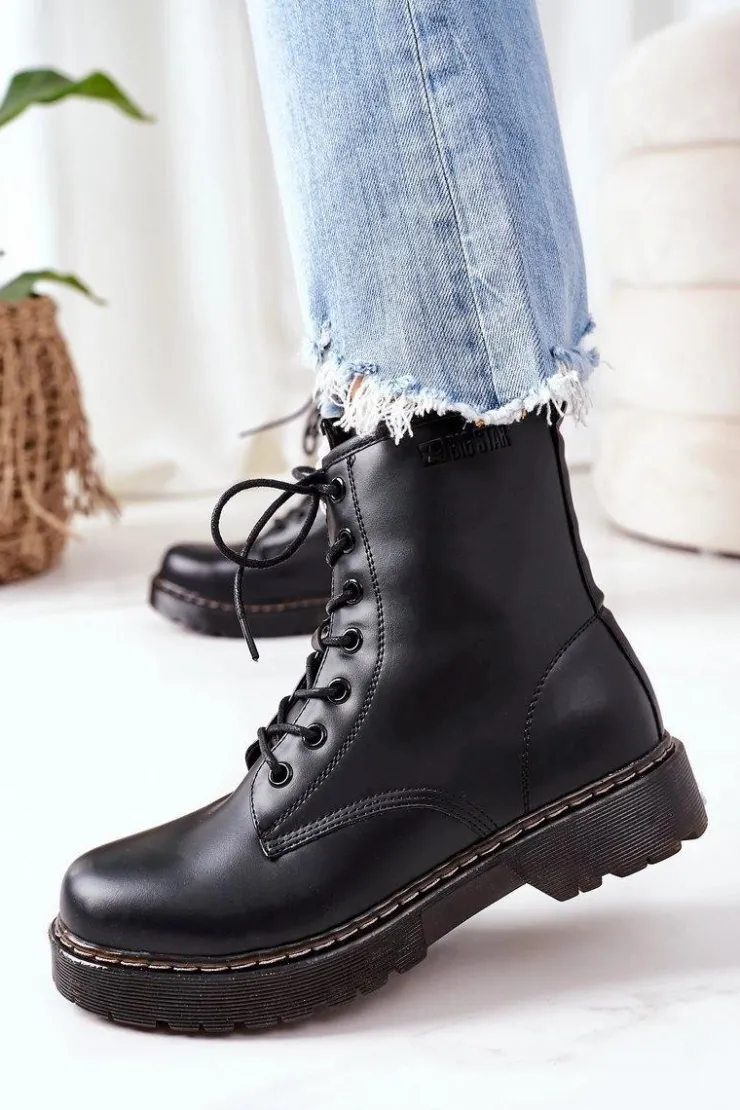 Damskie Big Star Shoes Damskie Ocieplane Workery Big Star II274105 Czarne