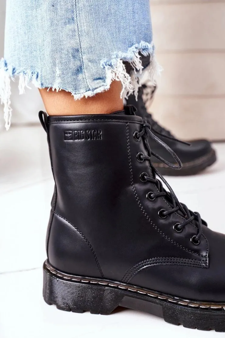 Damskie Big Star Shoes Damskie Ocieplane Workery Big Star II274105 Czarne