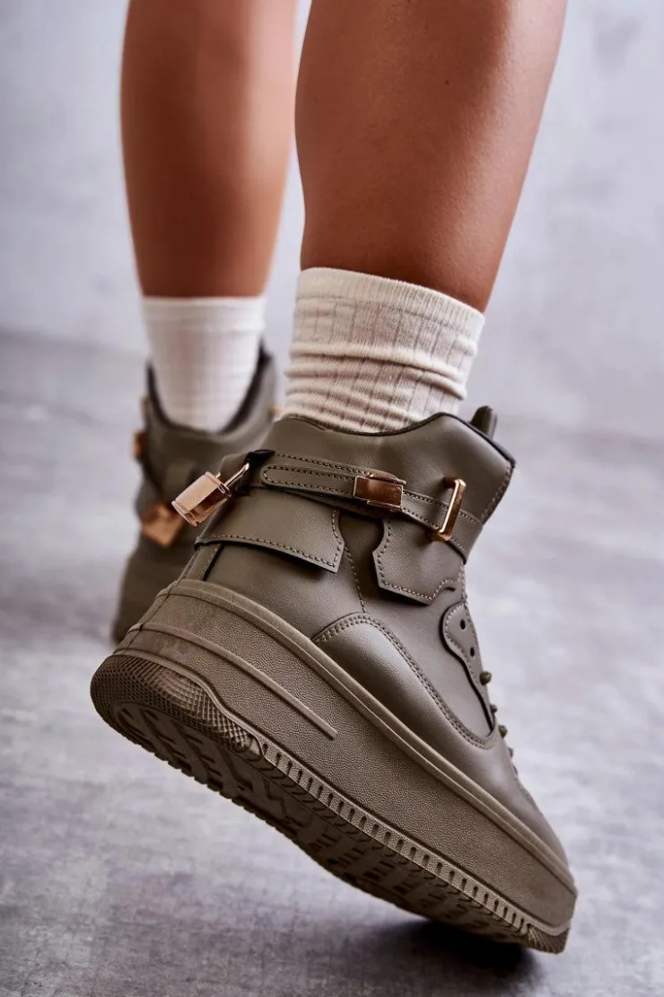 Boto Sneakersy Damskie*Damskie Ocieplane Wysokie Buty Sportowe Zielone Lexa Zielony