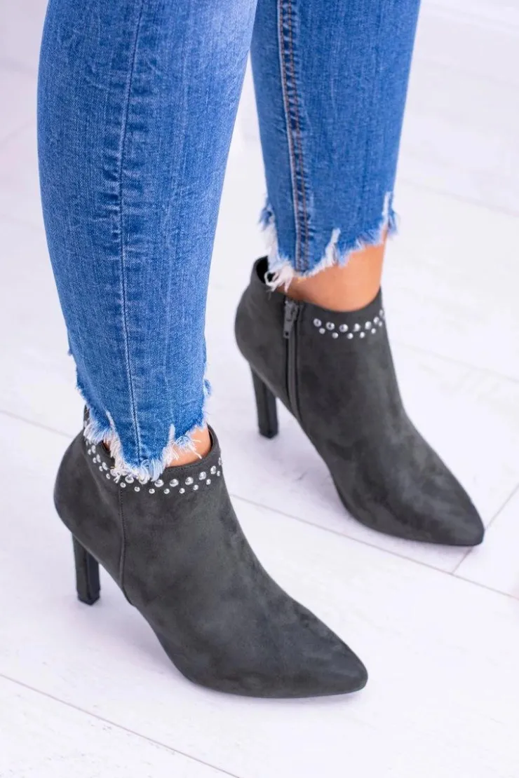 Hot Buty damskie Vinceza Damskie Oliwkowe Botki Na Szpilce Nity Bemi