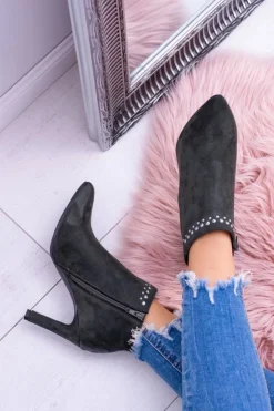 Hot Buty damskie Vinceza Damskie Oliwkowe Botki Na Szpilce Nity Bemi