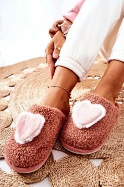 Boto Kapcie Klasyczne*Damskie Papcie Brudny Róż Heartbeat