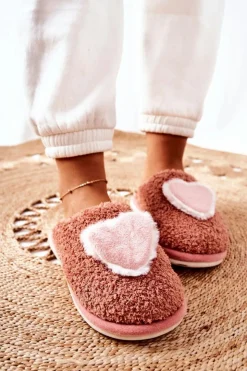 Boto Kapcie Klasyczne*Damskie Papcie Brudny Róż Heartbeat