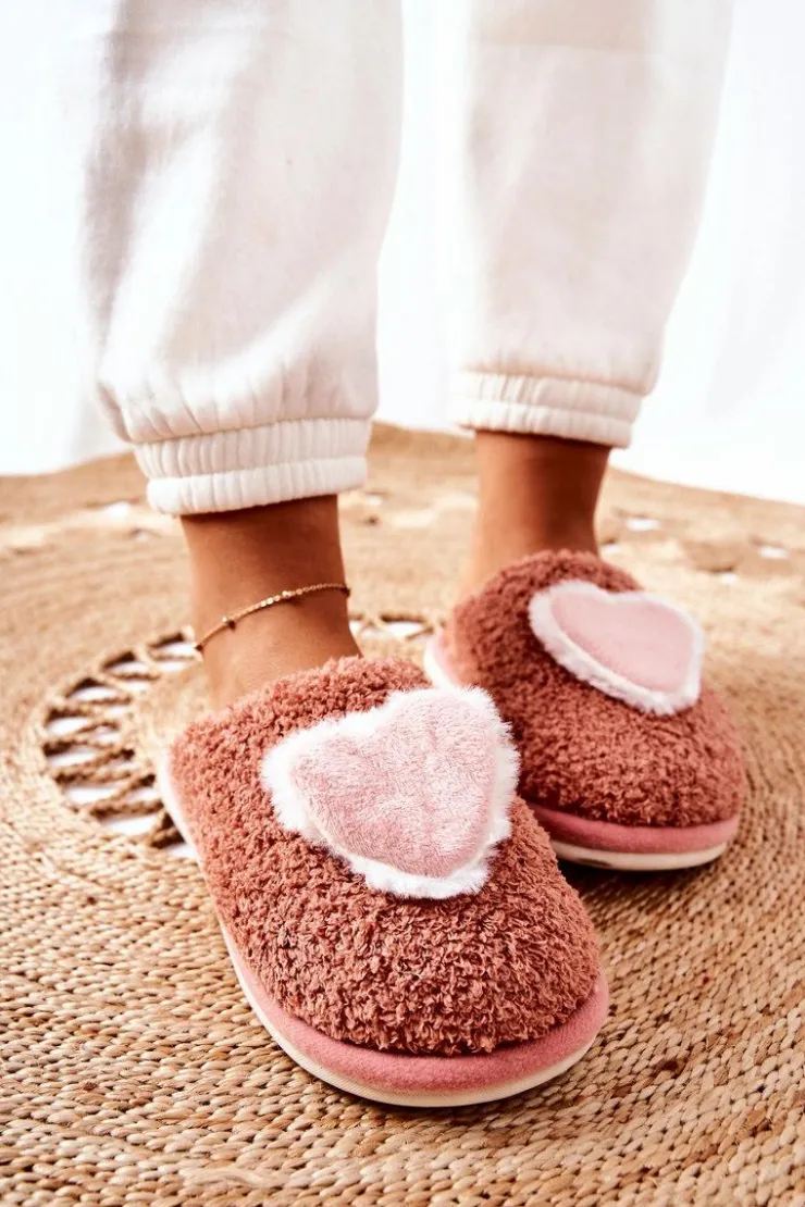 Boto Kapcie Klasyczne*Damskie Papcie Brudny Róż Heartbeat