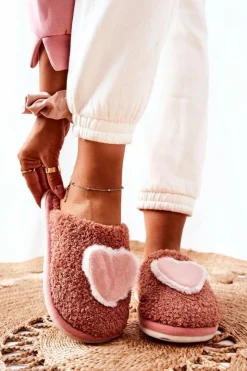 Boto Kapcie Klasyczne*Damskie Papcie Brudny Róż Heartbeat