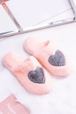 Boto Kapcie Klasyczne*Damskie Papcie Ciepłe Różowe Miękkie Kapcie