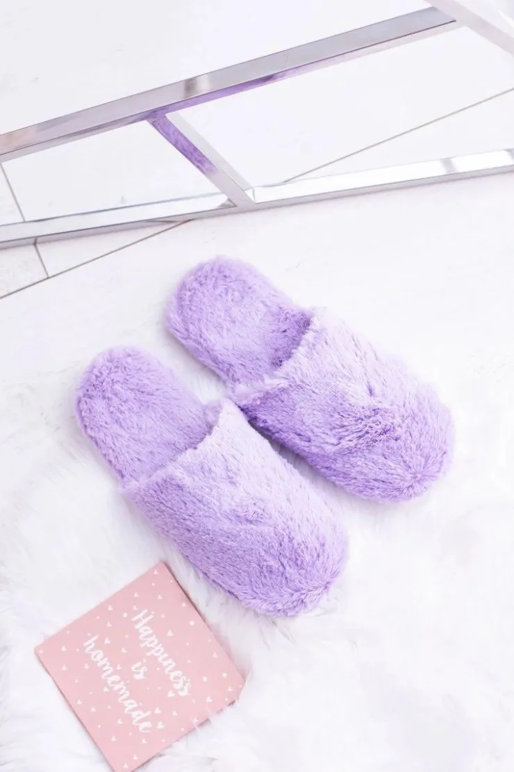 Boto Kapcie Klasyczne*Damskie Papcie Futerkowe Fioletowe Mimia