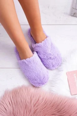 Boto Kapcie Klasyczne*Damskie Papcie Futerkowe Fioletowe Mimia