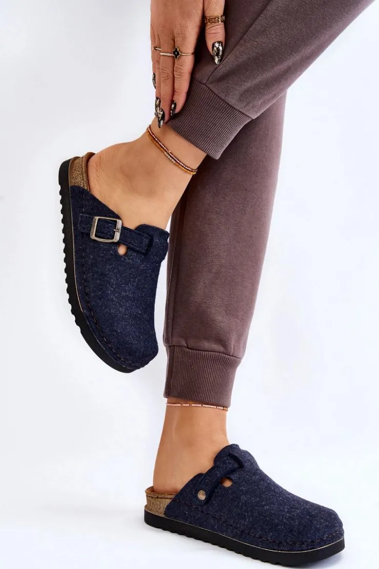 Damskie INBLU Damskie Papcie Klapki Profilaktyczne DJ-07-041 Granatowe