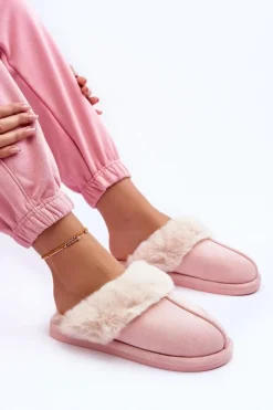 Boto Damskie Papcie Klapki z Futerkiem Różowe Pinky Różowy