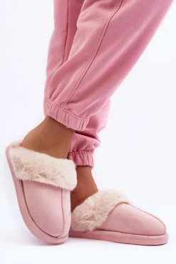 Boto Damskie Papcie Klapki z Futerkiem Różowe Pinky Różowy
