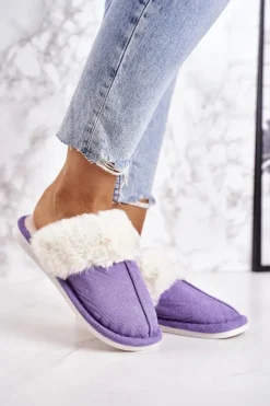 Boto Kapcie Klasyczne|Klapki Z Futerkiem*Damskie Papcie Klapki z Futerkiem Fioletowe Homely