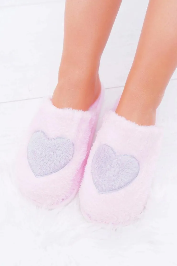 Boto Kapcie Klasyczne*Damskie Papcie Serca Jasny Róż
