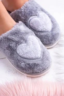 Boto Kapcie Klasyczne*Damskie Papcie Serca Szare