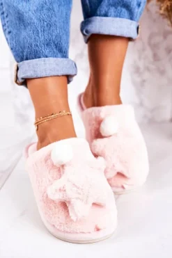 Hot Boto Damskie Papcie Z Futerkiem I Gwiazdką Jasny Róż Night-Night