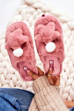 Damskie Boto Damskie Papcie Z Futerkiem I Gwiazdką Pudrowy Róż Night-Night