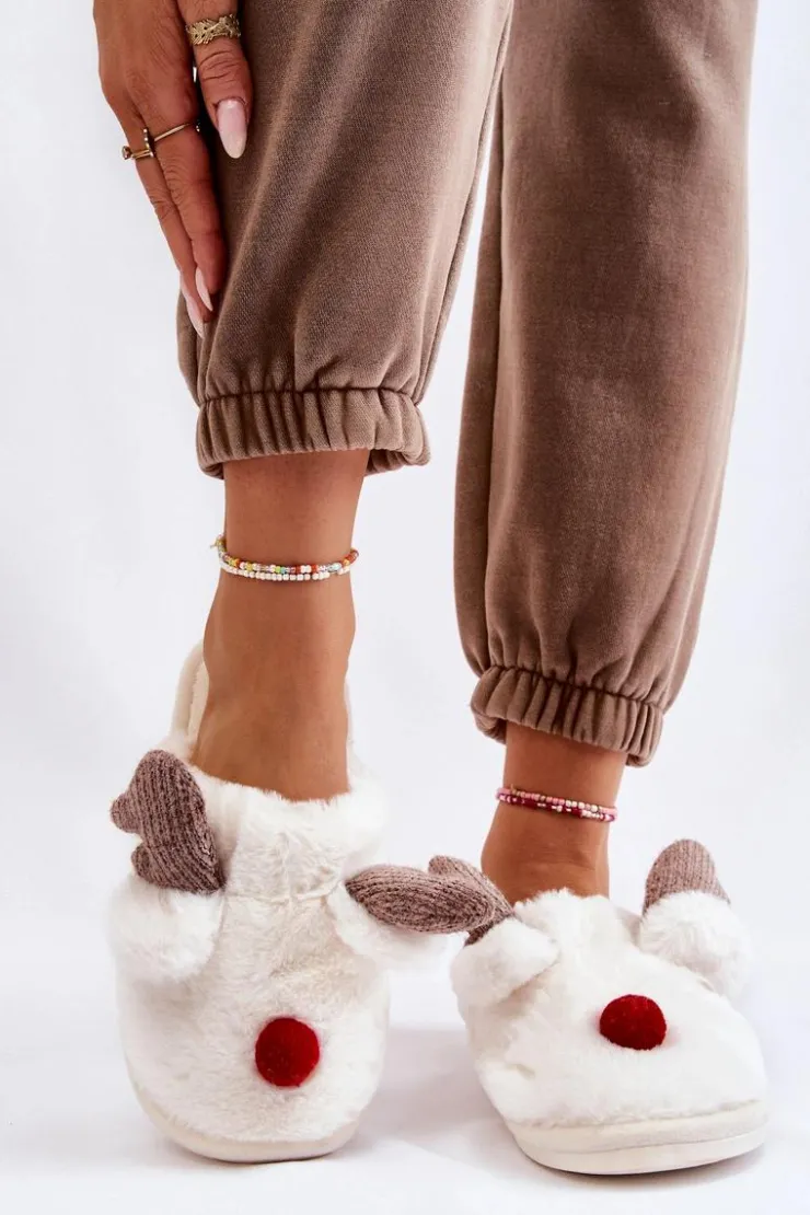 Online Boto Damskie Papcie Z Futerkiem I Reniferem Kremowe Sopya