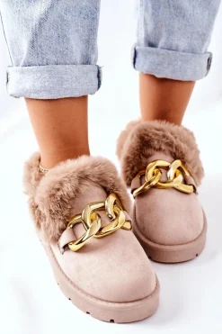 Damskie Boto Damskie Papcie Złoty Łańcuch Beżowe Ardrums