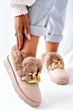 Damskie Boto Damskie Papcie Złoty Łańcuch Beżowe Ardrums