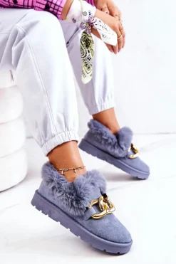 New Boto Damskie Papcie Złoty Łańcuch Niebieskie Ardrums