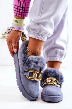 New Boto Damskie Papcie Złoty Łańcuch Niebieskie Ardrums