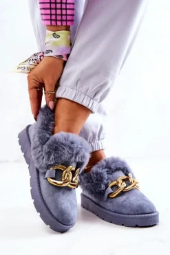 New Boto Damskie Papcie Złoty Łańcuch Niebieskie Ardrums