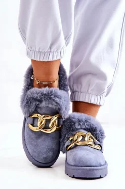 New Boto Damskie Papcie Złoty Łańcuch Niebieskie Ardrums