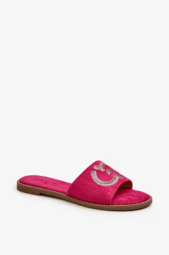 Damskie Damskie buty S.Barski Damskie Płaskie Klapki Z Cekinami S.Barski KV27-052 Fuksja