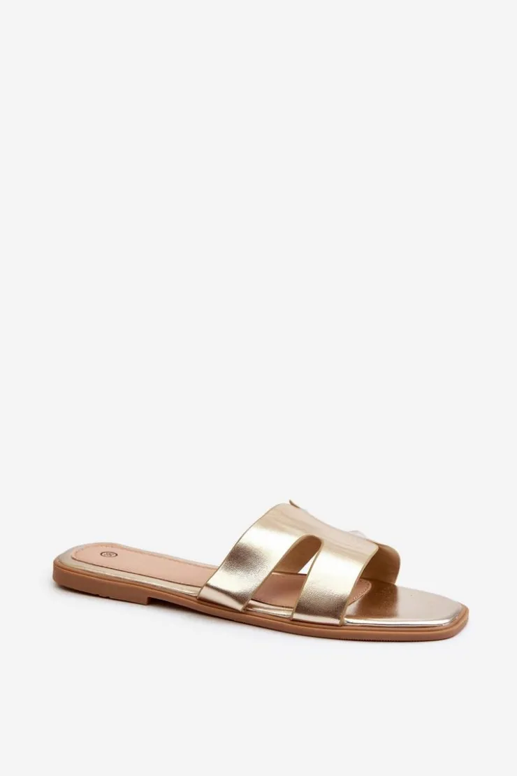 Damskie Boto Damskie Płaskie Klapki Z Wycięciami Złote Fiviama