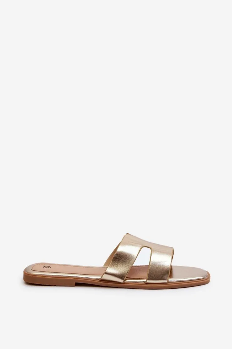 Damskie Boto Damskie Płaskie Klapki Z Wycięciami Złote Fiviama