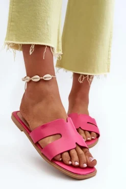 Damskie Boto Damskie Płaskie Klapki Z Wycięciami Fuksja Fiviama