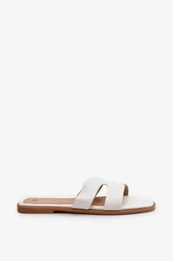 Boto Klapki Damskie Klasyczne*Damskie Płaskie Klapki Z Wycięciami Białe Fiviama