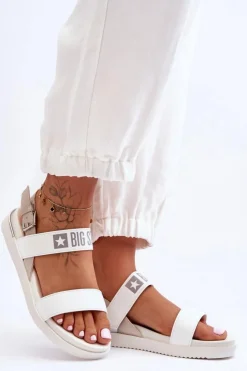 Damskie Big Star Shoes Damskie Płaskie Sandały Big Star LL274939 Białe