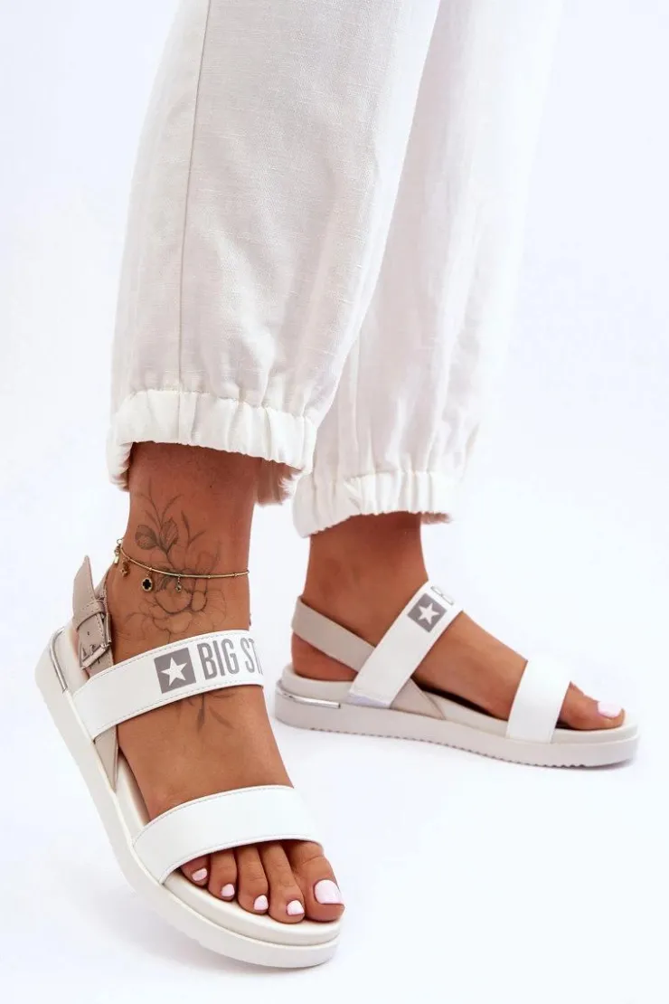 Damskie Big Star Shoes Damskie Płaskie Sandały Big Star LL274939 Białe