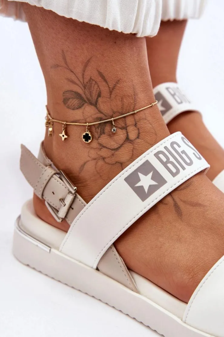 Damskie Big Star Shoes Damskie Płaskie Sandały Big Star LL274939 Białe