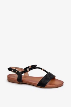 Damskie buty S.Barski Sandały Płaskie*Damskie Płaskie Sandały Z Paskami S.Barski KV27-010 Czarne