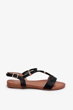 Damskie buty S.Barski Sandały Płaskie*Damskie Płaskie Sandały Z Paskami S.Barski KV27-010 Czarne