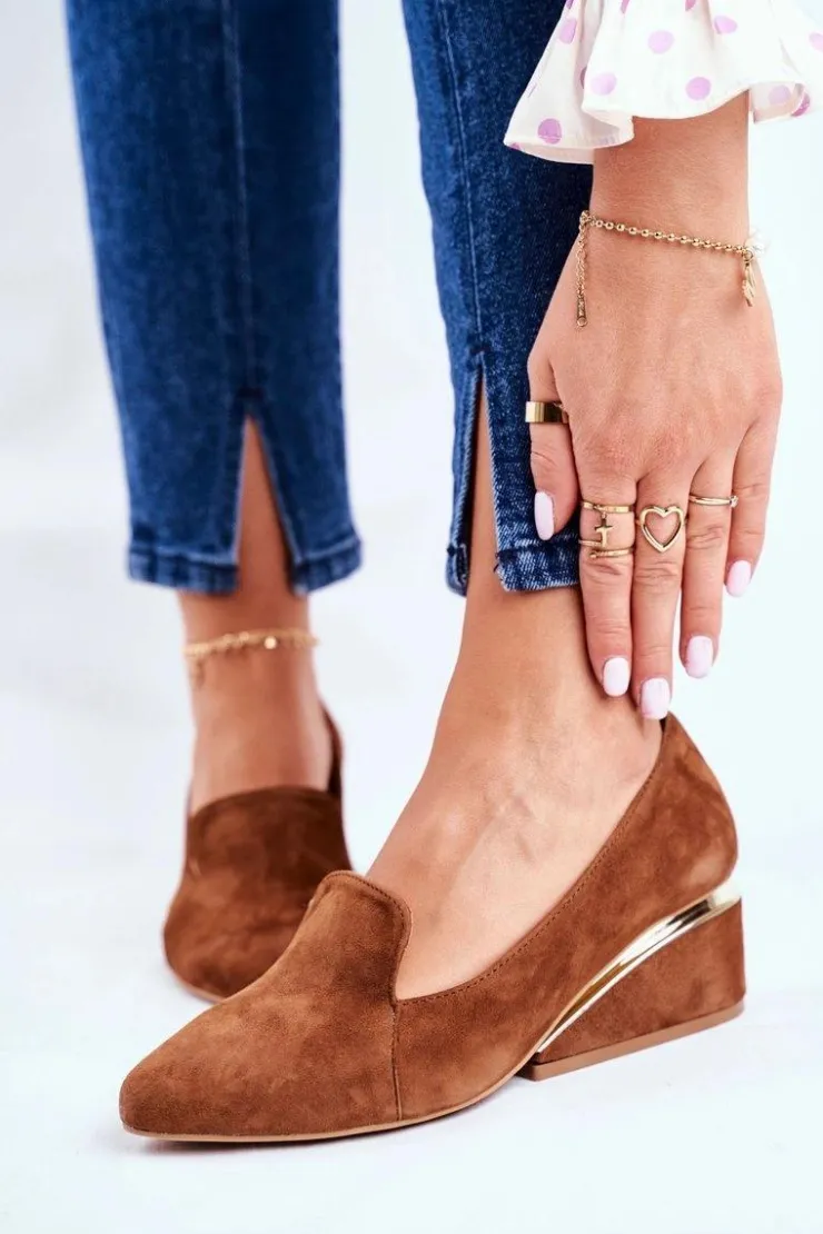 Boto Półbuty Skórzane*Damskie Półbuty Exquisite Brązowe 1205