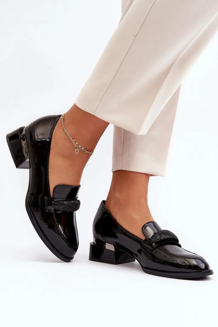 Damskie Buty damskie Vinceza Damskie Półbuty Lakierowane Na Niskim Obcasie Czarne Marilni