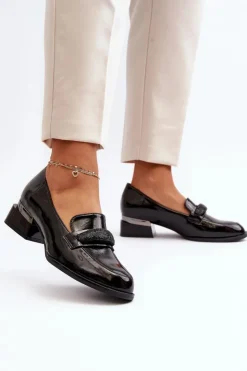 Damskie Buty damskie Vinceza Damskie Półbuty Lakierowane Na Niskim Obcasie Czarne Marilni