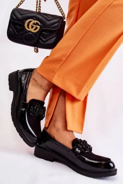 Damskie Damskie buty S.Barski Damskie Półbuty Lakierowane Z Kokardą Czarne Laurent