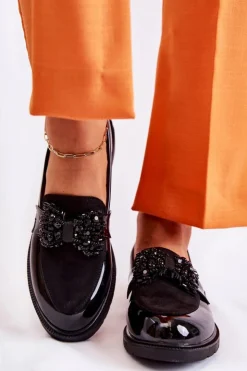 Damskie Damskie buty S.Barski Damskie Półbuty Lakierowane Z Kokardą Czarne Laurent