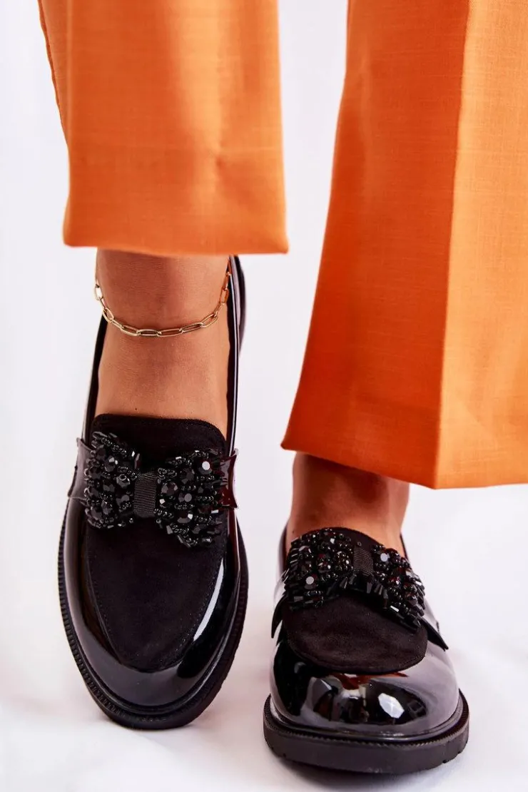 Damskie Damskie buty S.Barski Damskie Półbuty Lakierowane Z Kokardą Czarne Laurent