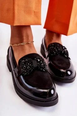 Damskie Damskie buty S.Barski Damskie Półbuty Lakierowane Z Kokardą Czarne Laurent