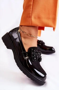 Damskie Damskie buty S.Barski Damskie Półbuty Lakierowane Z Kokardą Czarne Laurent