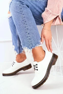 Damskie Boto Damskie Półbuty Lakierowane Białe Do It Better!