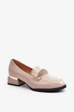 Buty damskie Vinceza Półbuty Lakierowane*Damskie Półbuty Lakierowane Na Niskim Obcasie Beżowe Marilni