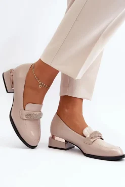 Buty damskie Vinceza Półbuty Lakierowane*Damskie Półbuty Lakierowane Na Niskim Obcasie Beżowe Marilni